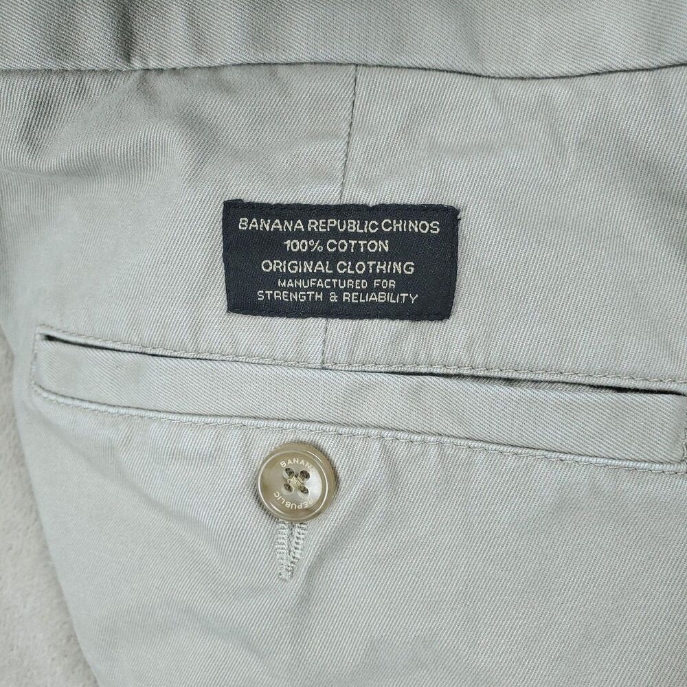 Banana Republic Dawson Pants Men's 33x34 Beige Relaxed Fit 100% Cotton - Picture 5 of 14